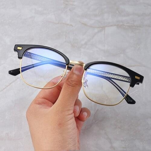 TR90 Vintage Transparent Half Rim Glasses Frame Women Men Blue Light Blocking Glasses Optical Eyeglasses Frames Clear Eyewear