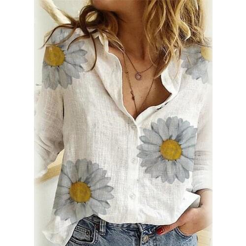 Office Lady Shirts Simple Loose Blouses shirts Women Fashion Top Long Sleeve Marguerite Dot Star Print Office Shirt Blouse Top