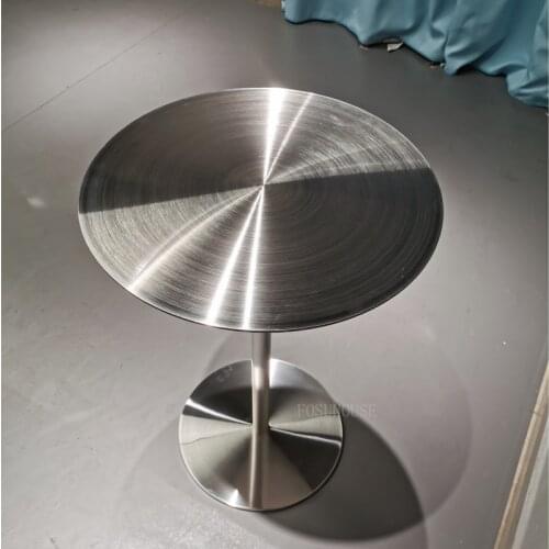 Industrial Style Coffee Table Wrought Iron Small Round Table Creative Modern Stainless Steel Bar Table Balcony Coffee Tables