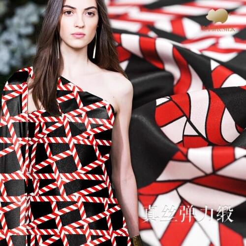 1.35 meter x 1 meter Red White Fashion Stretch Silk Fabric Satin Wide 19m Silk Dress