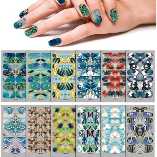 1 Pcs Nail Sticker Dreamy Marble Oil Paint Pattern 3D Decals Nail Art Design Decor Accessories Manicure Transfer Decal Sticker