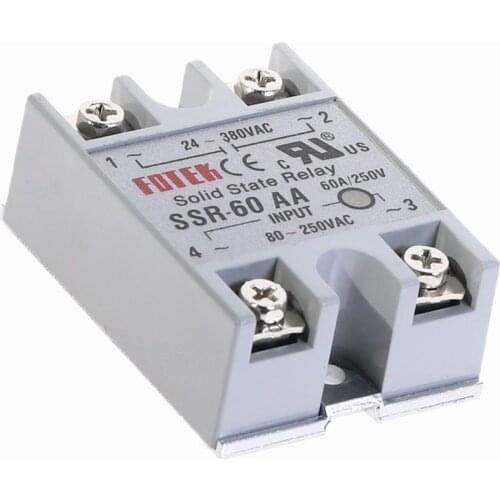 1pcs SSR-60AA 60A Solid State Relay Module 80-250V AC Input 24-380VAC