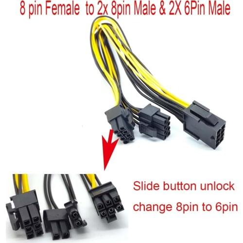 10pcs PCI-e 8pin to Dual PCIe 8pin-2x(6+2pin) Graphics Video Card Power Cable