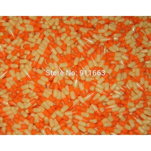 2# 1,000pcs,orange-light yellow hard gelatin empty capsules, hollow gelatin capsules(joined or seperated capsule available!)