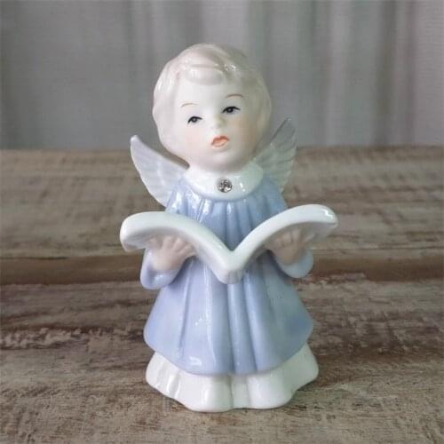 Cute Porcelain Angel Baby Figurine Ceramic Tabletop Angel Figure Statue Home Decor Art Craft Gift Festival Ornament Accessories