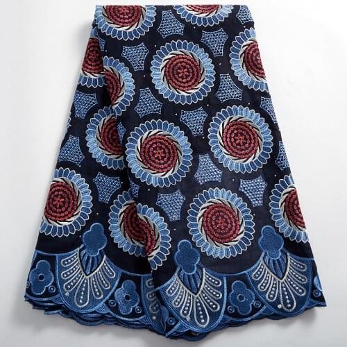 Zhenguiru African Lace Fabric Cotton Lace Fabric Dubai Swiss Voile Sew-on Rhinestone Laces Nigerian Wedding For Women DressA2398