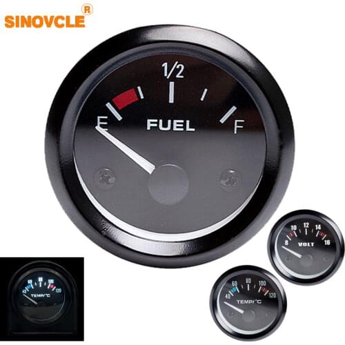 Car Gauge 2" 52mm Water Temp Oil Temp Oil Press Fuel Volts Gauge Vehicle Meter Black Shell 12V Automobile