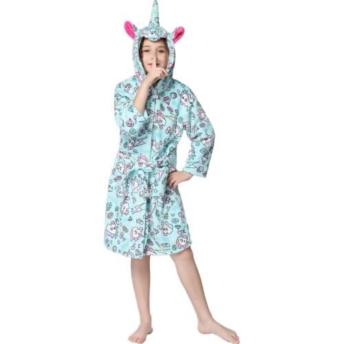 Kigurumi Unicorn Bathrobes for Babe Girls Kids Soft Sleepwears Girl Onesies Towel Bath Robes Children Unicorn Pijamas Girl Dress