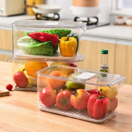 Household Fridge Organizer Storage Containers Kitchen Items Storage Box Plastic Separate Vegetable Fruit Fresh Storage Boxes