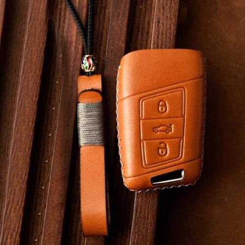 Genuine Leather Car Remote Key Cover Case Bag For VW Polo Golf 7 for Skoda Octavia Kodiaq Karoq for SEAT Ateca Leon Key Holder