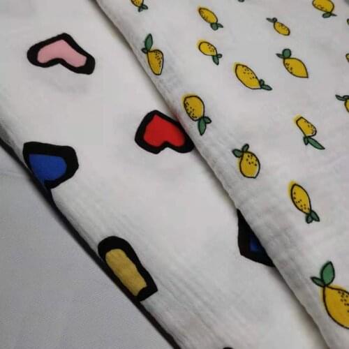 Baby Natural Cotton Yarn Double Layer Crepe Printed Gauze Kid Bibs Towel Newborn Bath Towel