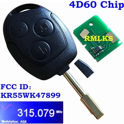 For FORD 2010 2011 2012 2013 TRANSIT CONNECT KEYLESS REMOTE HEAD FOB KR55WK47899 315MHz 3 Button 4D63 80 Bit Chip FO21 Blade