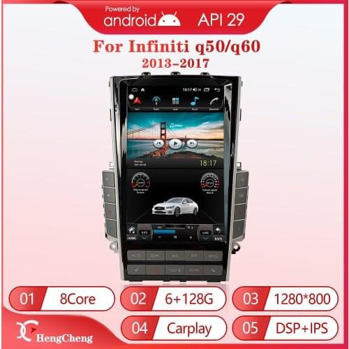 For Infiniti Q50/Q60 Car Intelligent Multimedia Video Player 2013-2019 Q50L GPS Navigation Radio Android 10 4G Full Netcom