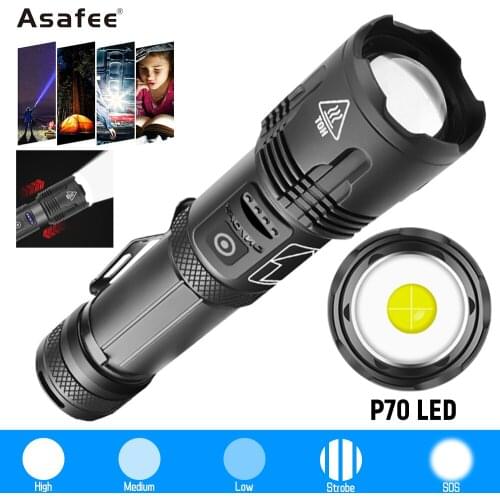 Asafee Rechargeable Torch 18650 & 26650 Battery XHP99 Powerful Torch LED Tactical Flashlight UsbWaterproof Hand Lamp for Camping