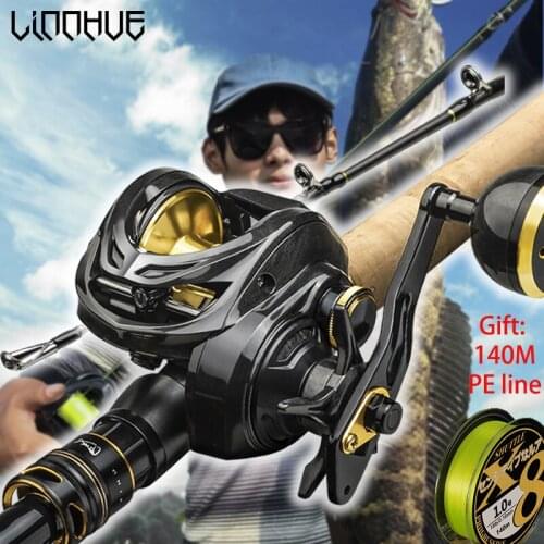 LINNHUE New Baitcasting Reel TDC Carbon Fiber Body Max Drag 16kg Metal Handle Grip Fishing Reel Saltwater Reel Gift Handle Line