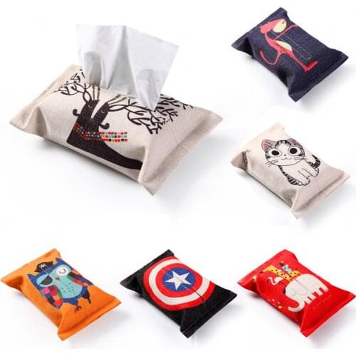 1Pcs 24x18cm Fashion Cartoon Cotton and Line Handmade cloth art Tissue box Thicken towel bag Cartoon Restaurant car paper box