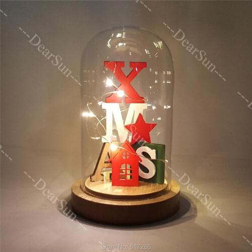 Creative Wooden House with LED Light for Christmas Gifts Decorations LED Light Glass Bottle Decoration