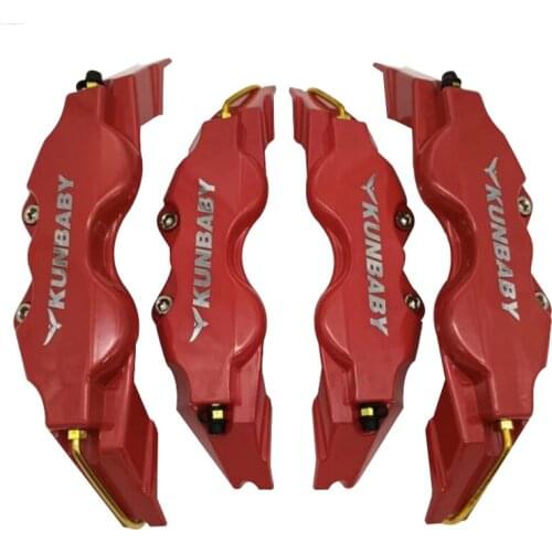 KUNBABY Red ABS Plastic Disc Brake Caliper Cover Silver Chrome Sticker For BMW Audi Mercedes Benz Toyota Nissan Hyundai Sline