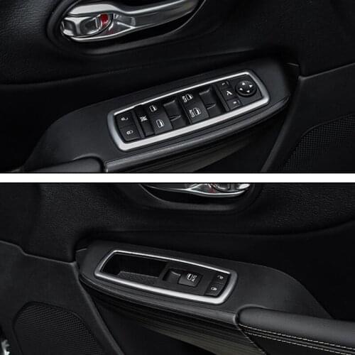 ABS Matte For Jeep Cherokee KL 2014 2015 2016 2017 2018 Accessories LHD Door Window Glass Lift Control Switch Panel Cover Trim