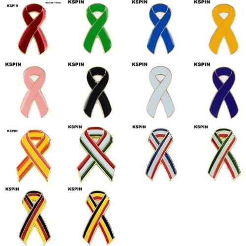 Red Aids Metal Badge Lapel Pin Pins Brooch Green Blue Yellow Pink Black White Purple Spain Bow Italy Bow France Bow Italy Bow