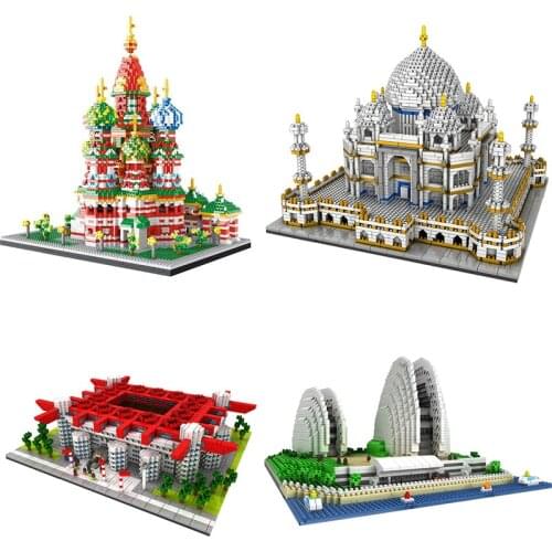 Diamond Mini Building Bricks World Famous City Architecture Land marks Taj Mahal Palace 3D Model Childrens Educational Toy