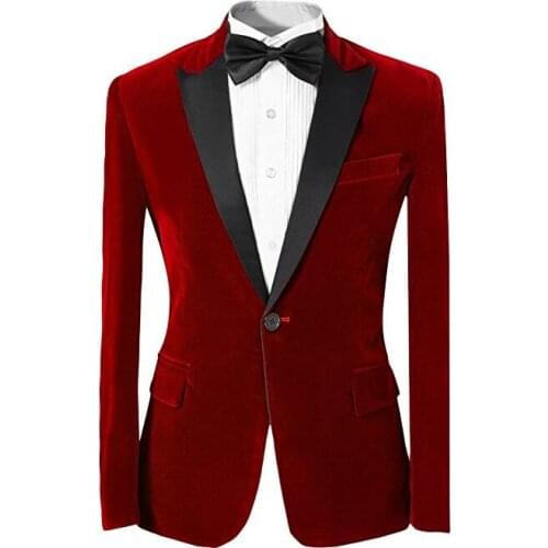 Red Mens Suit Jacket Blazer One Button Peak Lapel Mens Jacket Formal Wear Coat Jacket for Evening Prom Party Event Custom Made