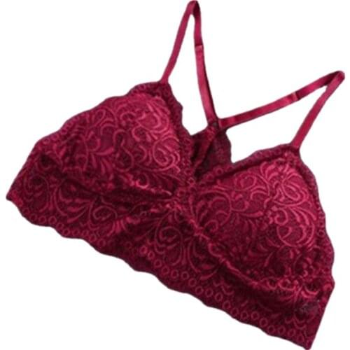 Lingerie Womens Vest Bra Breathable Chest Pad Antifailure Wrapped Lace Cross Tube Top Sling