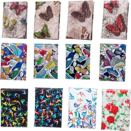Creative Travel Passport Cover Holder Shoes Painting Butterfly Fresh Flower Skull Retro Pattern Men Women Id Address Wallet