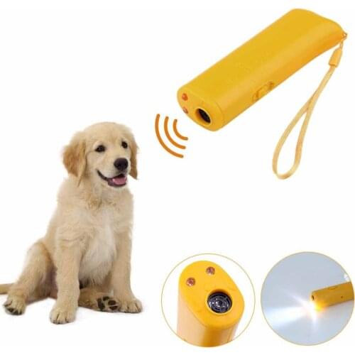 Dog Repeller Anti Barking Device 3 in 1 Ultrasonic Anti-barking Dog Training Control LED Flashlight Pet Supplies Without Battery