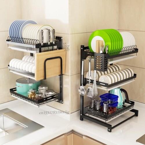 Perforated wall-mounted chopsticks to put bowls to dry dishes and drain rack dishes tableware storage box stainless steel kitche