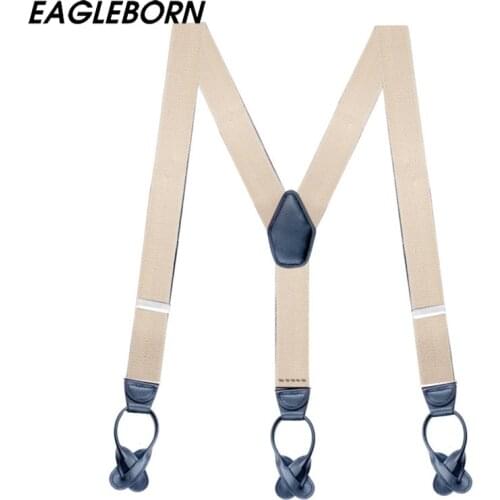 6 Buttons Suspenders Man Braces Adjustable Elastic Suspenders Bretelles Y-Back Ligas Tirantes 3.5*120cm Blue Black Brown Navy