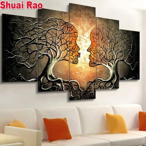 Full drill Abstract Kiss Tree Diamond Painting 5 Pieces Diamond embroidery 5d diy diamond mosaic diamond paint diamond painting
