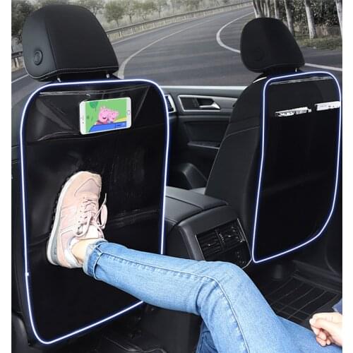 Anti Kick Pad Waterproof PU Leather Storage Bag Car Seat Back Cover Protector Anti-Scratch Mat Barrier for Child Pet with Zipper