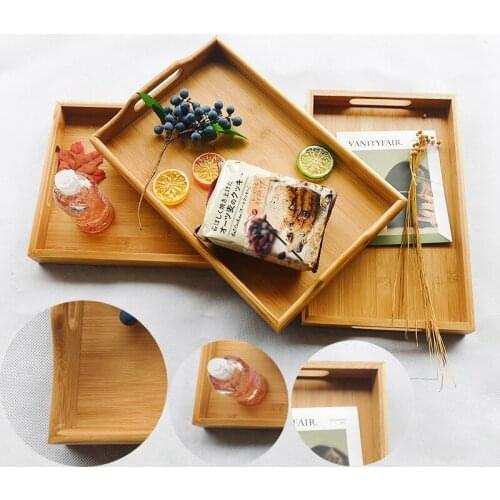 Rectangular Bamboo Snack Plate Kitchen Storage Cutlery Tea Tray Multi-Use Serving Trays Fruit Dessert Jewelry Tray Pizza Board