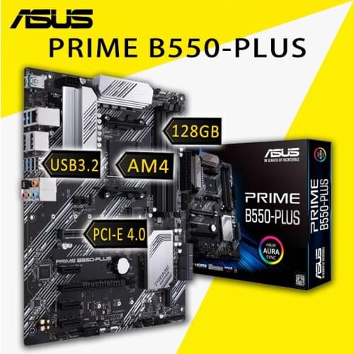 Socket AM4 Asus PRIME B550-PLUS Motherboard DDR4 128GB AMD RYZEN CPU M.2 SSD Overlocking PCI-E 4.0 PC AMD B550 Placa-mãe AM4 CPU