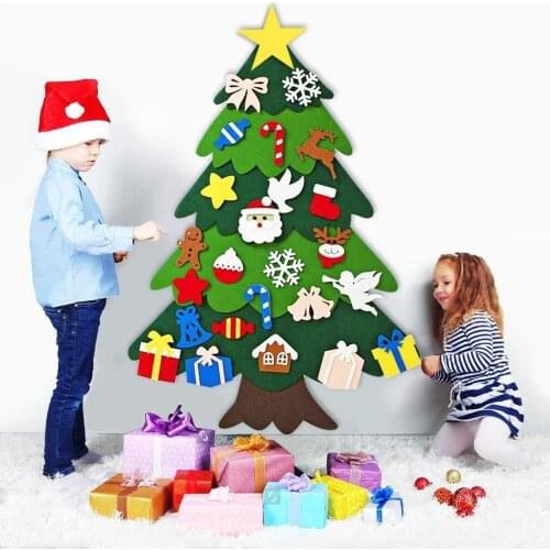 Christmas Tree DIY Handmade Felt New Year Gifts Kids Toys Artificial Tree Wall Hanging Ornaments Christmas for Home Decoration
