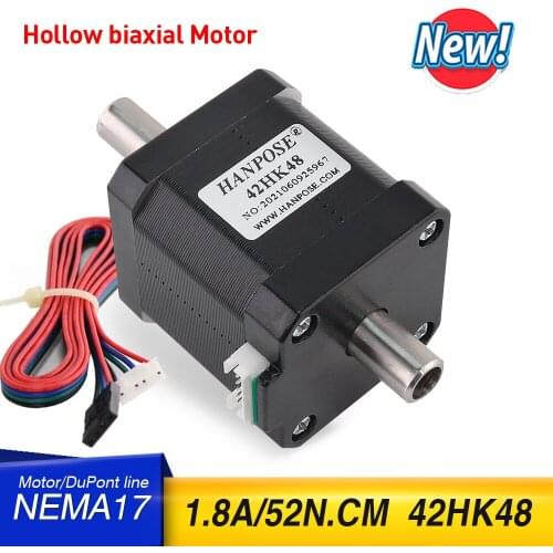 5PCS 1.8A 52N.CM 42HK48 42 Hollow biaxial motor Nema17 Stepper Motor 42 double shaft motor 4-lead for 3D printer accessories