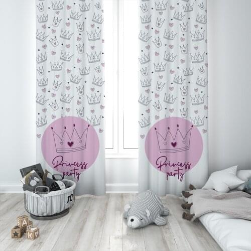 Curtains Children 3D Printed Decorative Items Home Childrens Room Crown Princess Party Model 322