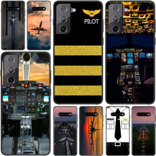 Silicone Cover Aircraft Airplane Cockpit For Samsung Galaxy S21 S20 FE Ultra S10 S10e Lite S9 S8 S7 S6 Edge Plus Phone Case