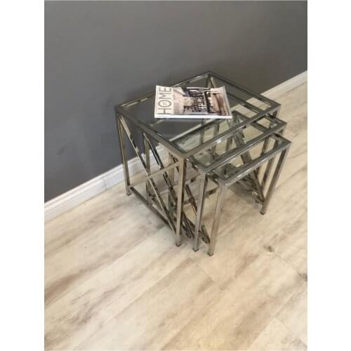 Modern Chrome Nickel Glass Zigon coffe table