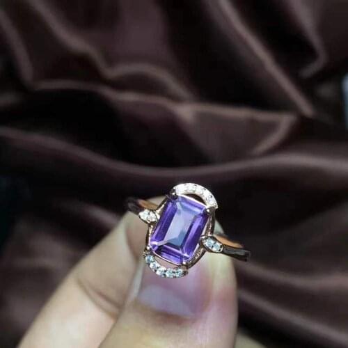 Natural And Real Womens Ring Natural Amethyst 925 Sterling Silver Rings Fine Elegant Jewelry New Arrival