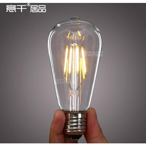 10PCS LED 360 4W E27 Filament light bulb old fasioned ST64 Edison Led Bulb Industrial Lamp Cafe Bar Coffee Shop Store Restaurant
