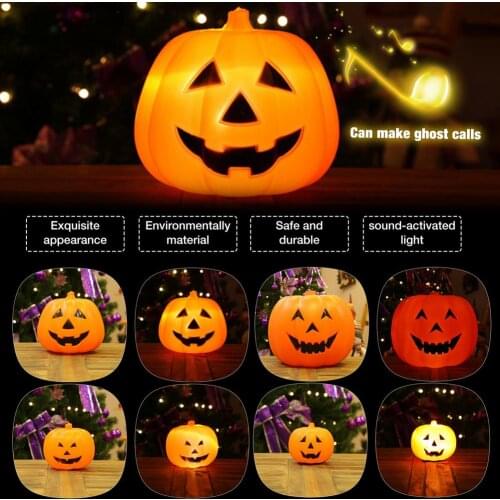 Voice Control Luminous Pumpkin Halloween Pumpkin Lantern Decor Lamp Pumpkin Led Night Light Decoration Lamp Party Decoration