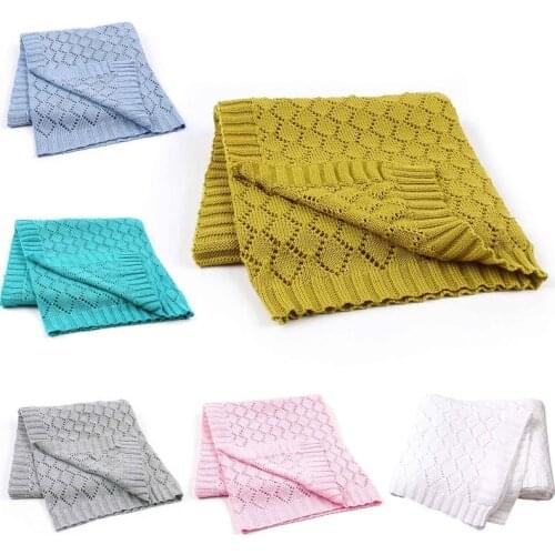 Knitted Hollow Soft Baby Blankets Newborn Bebes Swaddle Wrap Infant Kid Stroller P31B