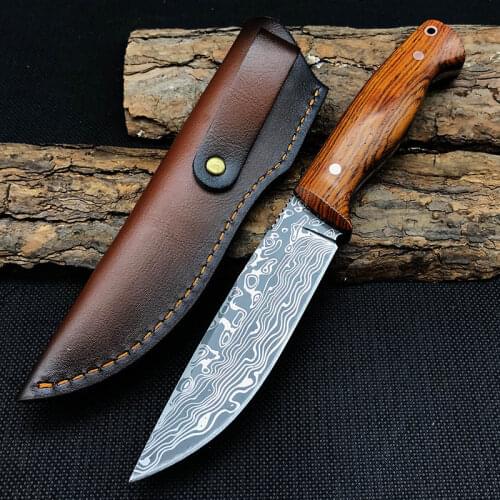 Japanese Tactical Knife Outdoor Fixed Straight Knife D2 Rosewood fishing Jungle Hunting Knife Tools knives Slicing Bone Cutter