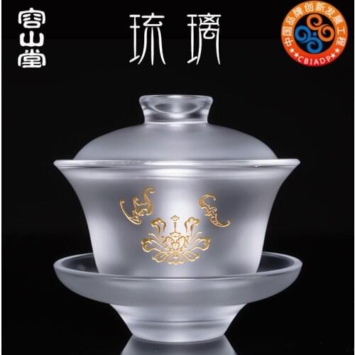 Hall of coloured glaze three tureen thickening glass only big bowl masters cup to build fair tea cup kung fu tea set