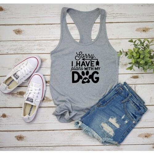 Women Fashion Street Style Grunge Tumblr Tops Vest Undershirt Singlet Sleeveless Garment Sorry I Have Plans with My Dogs Tanks
