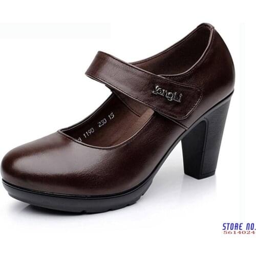 Cuculus 2021 Spring Autumn Shoes Woman 100% Genuine Leather Women Pumps Lady Leather Round Toe Platform Shallow Mouth Shoes 1802