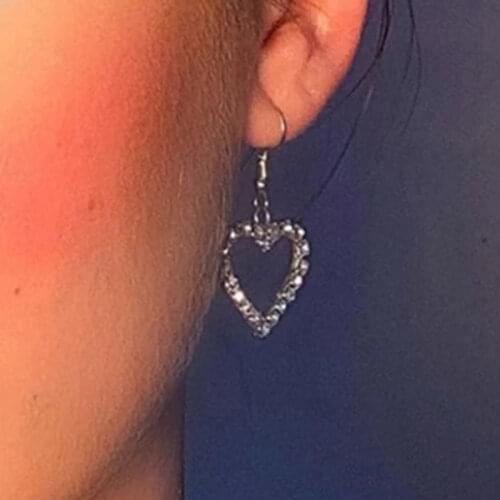 Y2K Crystal Heart Earrings For Women Metal Vintage Charms Sweet Earrings 90s Style Jewelry Gossip Girls Aesthetics Wholesale New
