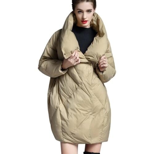 2018 Winter Women Down Jacket Loose Big Size Solid Color Thicken Warm Down Jacket Fashion New Womens Coat